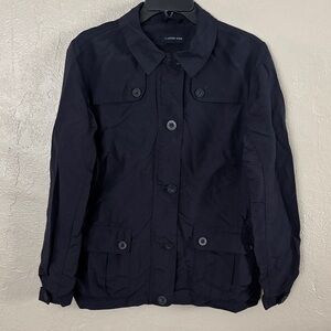 Lands' End Women's Utility Navy Blue Jacket Zip and Button Small 6/8